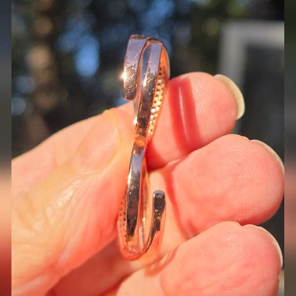 Black Onyx Dual Finger Cuff Sterling Rosegold Ring Sz8 Adjustable - Picture 8 of 10